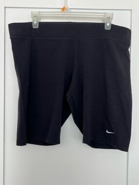 Nike Women’s Black Athletic Bike Shorts with White Swoosh